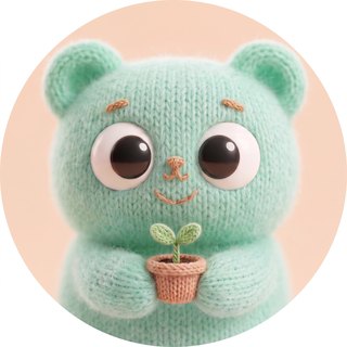 Pip, a knitted Joyful AI Lab character