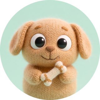 Scout, a knitted Joyful AI Lab character